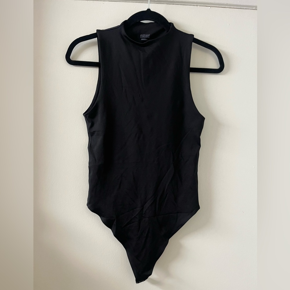 Girlfriend Collective Black Mock Neck Bodysuit Size M